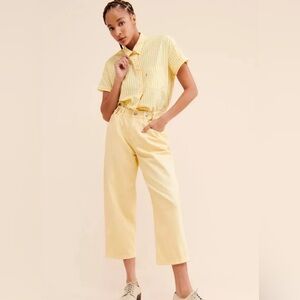 Sold Urban Outfitters EDWIN Maiia Crop Wide leg yellow Jeans M/L See Description